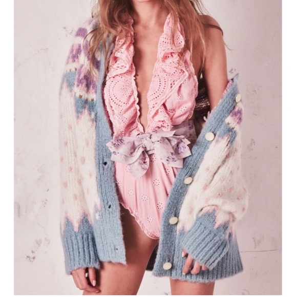 LoveShackFancy Peony Bodysuit in Salmon Pink, new with tags, size small - Picture 2 of 16